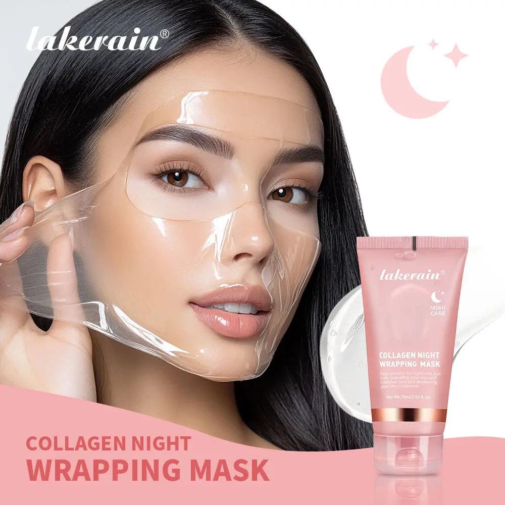 Collagen Overnight Wrapping Peel Off Facial Mask - Elasticity & Hydration Care, Reduces Sagging & Dullness - Hydrolyzed Collagen For Glowing Skin