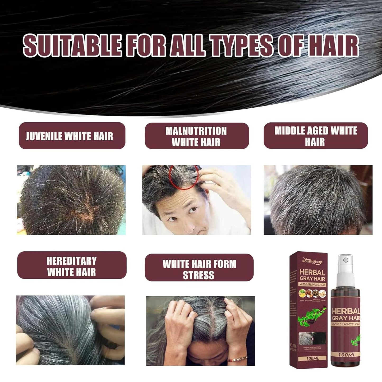 PROBLEND Herbal Anti-Grey Hair Permanent Spray | Restores Melanin Production & Ensures Natural Hair Darkening - 100mls