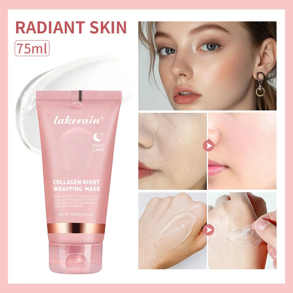 Collagen Overnight Wrapping Peel Off Facial Mask - Elasticity & Hydration Care, Reduces Sagging & Dullness - Hydrolyzed Collagen For Glowing Skin