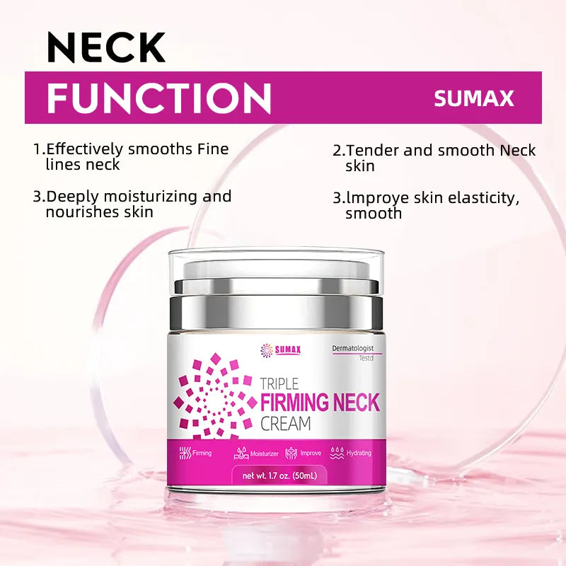Tripple Neck Firming Cream - Natural Anti-Aging Facial Moisturizer with Retinol Collagen & Hyaluronic Acid - Day & Night Anti-Wrinkle Cream - Firming, Hydrating Face Cream