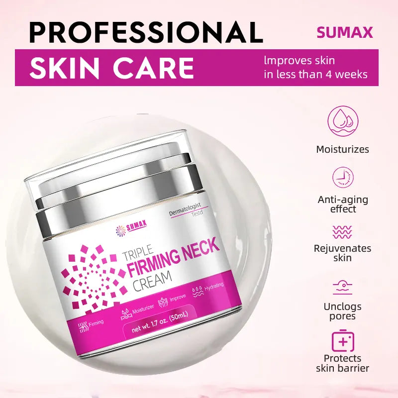 Tripple Neck Firming Cream - Natural Anti-Aging Facial Moisturizer with Retinol Collagen & Hyaluronic Acid - Day & Night Anti-Wrinkle Cream - Firming, Hydrating Face Cream