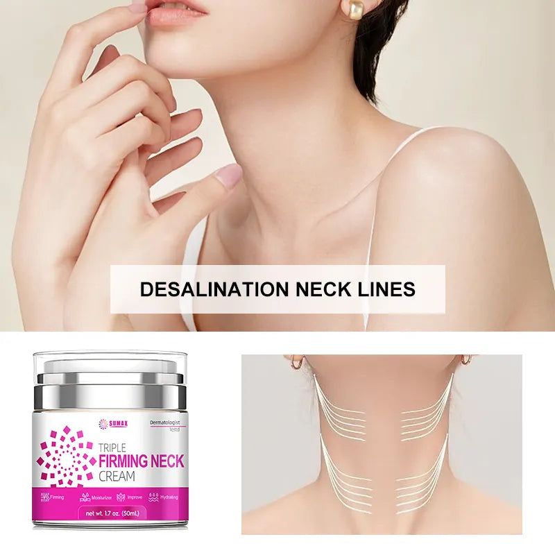 Tripple Neck Firming Cream - Natural Anti-Aging Facial Moisturizer with Retinol Collagen & Hyaluronic Acid - Day & Night Anti-Wrinkle Cream - Firming, Hydrating Face Cream