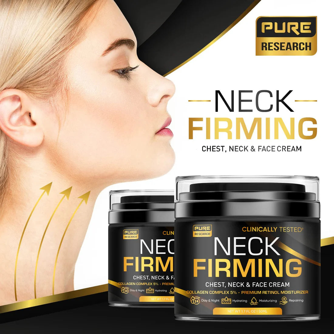 Neck Firming Cream - Day & Night Anti-Wrinkle, Moisturizing, Lifting & Hydrating Cream for Face, Neck & Chest