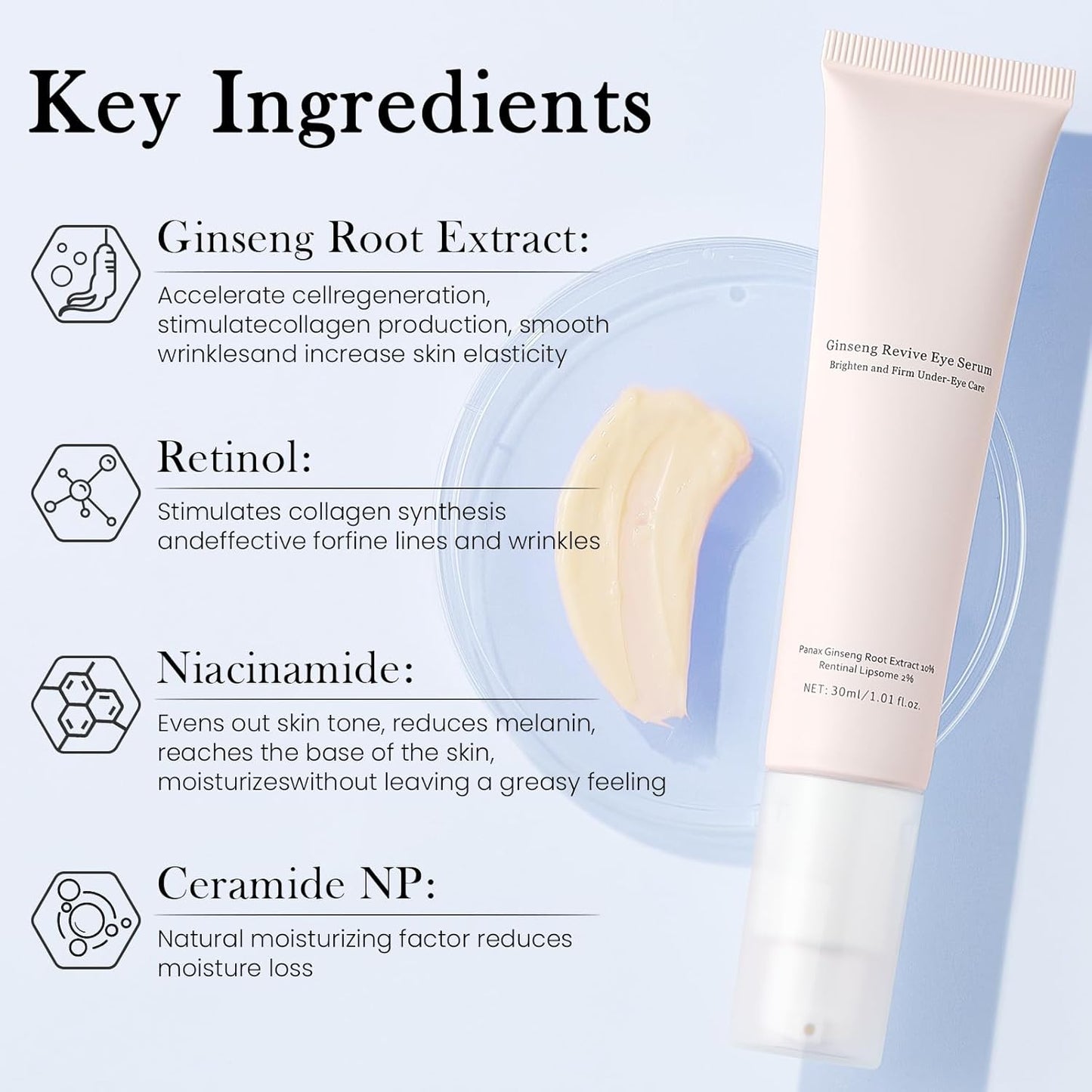 Beauty of Joseon Revive Eye Serum with Ginseng + Retinal - Correction for Puffy Eye Bags, Fine Lines ,Dark Circles & Wrinkles