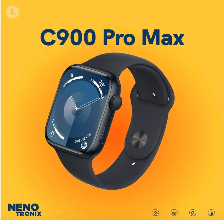 SMARTWATCH C900 Pro Max | Compatible with iOS and Android. Tracker for Health, Fitness, Running, Sleep Cycles, Monitor Heart Rate/Blood Oxygen...With Extra Straps