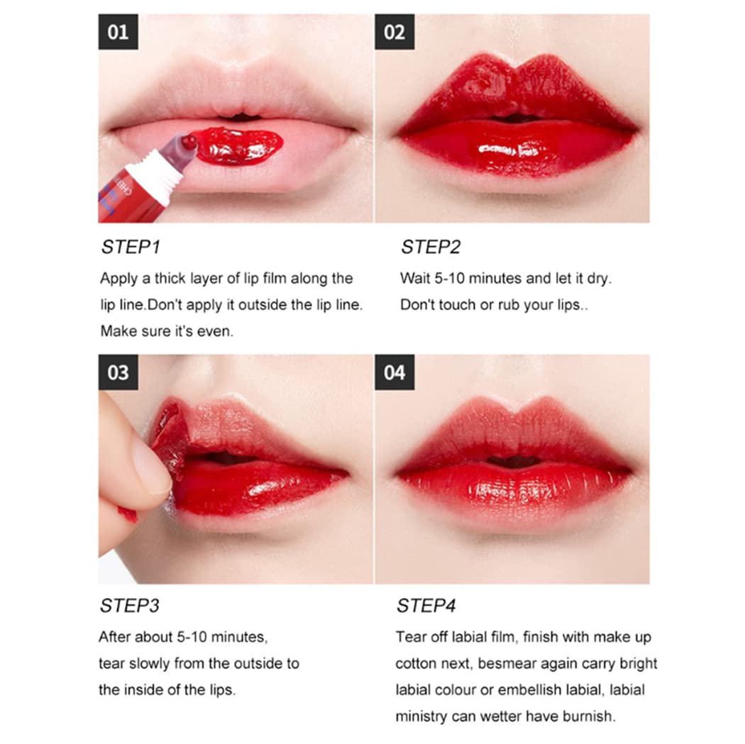 3 Colors Peel Off Lip Stain Lip Tint Set - Magic Color Peel Off Mask Tint Long Lasting Waterproof