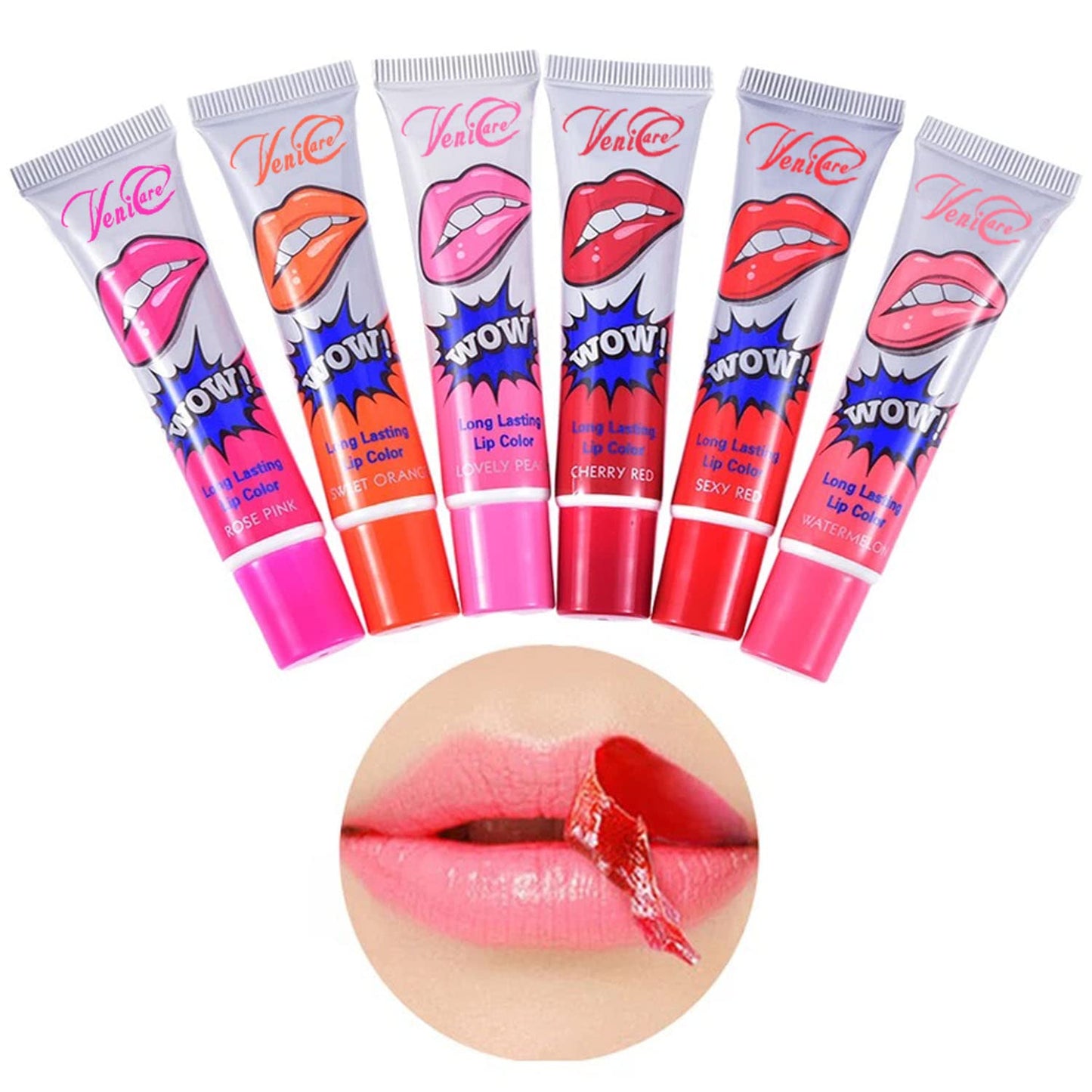 3 Colors Peel Off Lip Stain Lip Tint Set - Magic Color Peel Off Mask Tint Long Lasting Waterproof