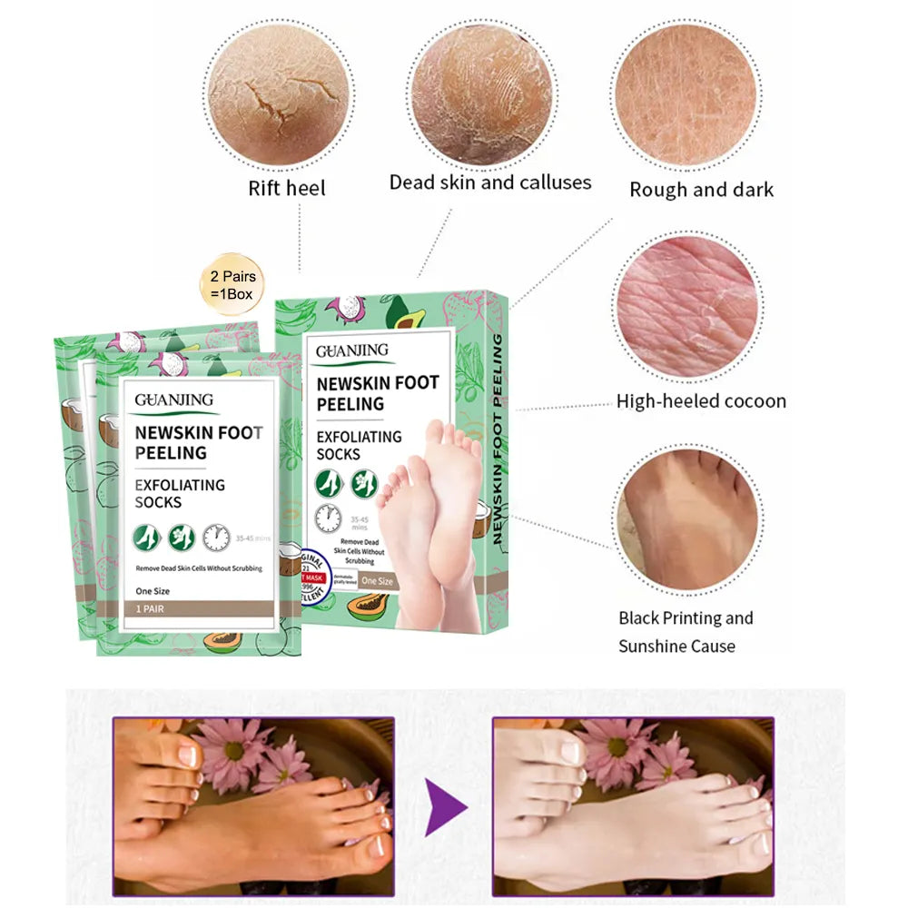 GuanJing Exfoliating Foot Mask | Foot Skin Care Socks- Exfoliator Peel Off Calluses Dead Skin Callus Remover for a Baby Soft Smooth Touch Feet-For Men & Women