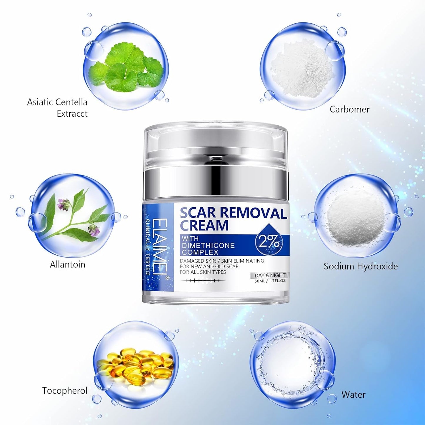 Scar Removal Cream - Advanced Scar Treatment Cream for Surgical Scars, Acne Scars, C-Section, Burns, Stretch Marks - for Old and New Scars