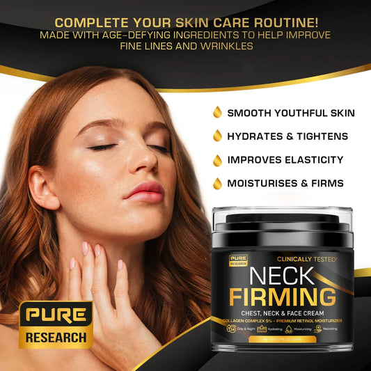 Neck Firming Cream - Day & Night Anti-Wrinkle, Moisturizing, Lifting & Hydrating Cream for Face, Neck & Chest